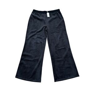 Marine Layer Velour Corduroy Wide Leg Pants Black XL NWT‎ Loungewear Cozy
